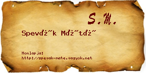 Spevák Máté névjegykártya